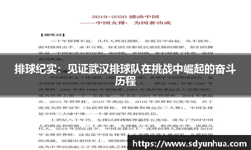 排球纪实：见证武汉排球队在挑战中崛起的奋斗历程